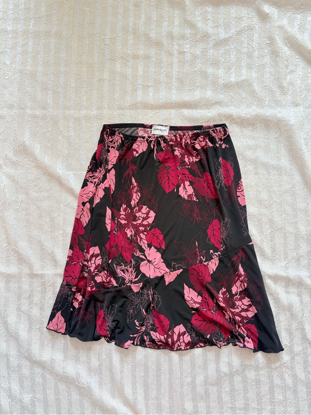 Claudia Richard Black Skirt with Pink & Magenta Floral Print XL